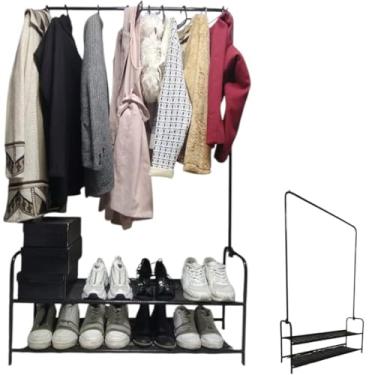 Imagem de Arara de Roupas Organizadora de Chão para Cabides em Aço Antiferrugem - Varal Multiuso com Arara Cabideiro(PRETO)