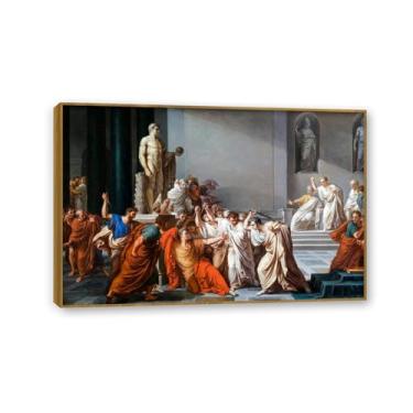 Imagem de SDYJ6GSW Reprodução famosa Júlio César Roma pinturas a óleo em tela clássica de arte de parede de Roma pôsteres e impressões decoração de sala de imagens 90 x 60 cm moldura pronta para pendurar