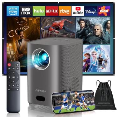 Imagem de Projetor Bluetooth WiFi 1080P nativo – Mini projetor de filme portátil de 15.000 lúmens ao ar livre com foco elétrico, compatível com TV Stick, HDMI, USB, Android (cinza)