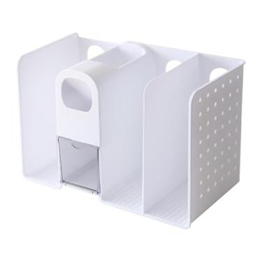Imagem de predolo Organizador de mesa, porta-revistas, estante de armazenamento, organizador de livros, porta-livros, para dormitório, escritório, papelaria, Branco