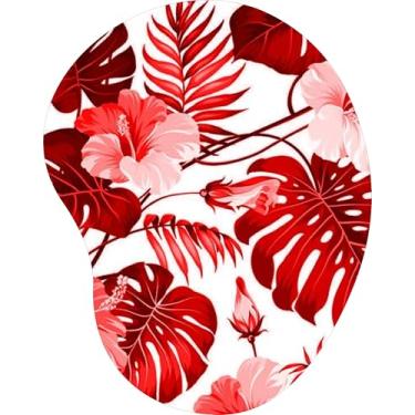 Imagem de Mouse Pad Ergonômico Gota Floral Tropical Vermelho Branco 3