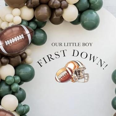 Imagem de Capiont Our Little Boy First Down Decal - Football 1st Birthday Party Balloon Arch Decal,Rugby Theme Party Supplies,Sports Boy's First Birthday Decorations (Football Rugby Decal)