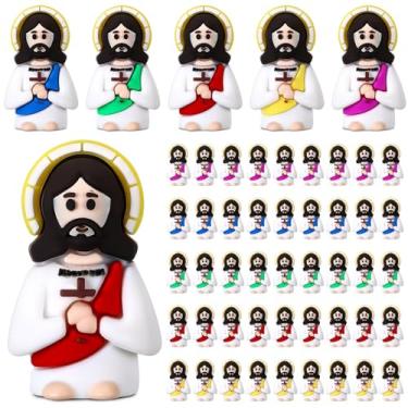 Imagem de Soulchen 50 Pcs Jesus Love You Little Christ Figures, Multicolor Mini Jesus Figurines in Bulk Tiny Christ Baptism Gifts for VBS Party Favor Church Decorations Hide and Seek First Communion
