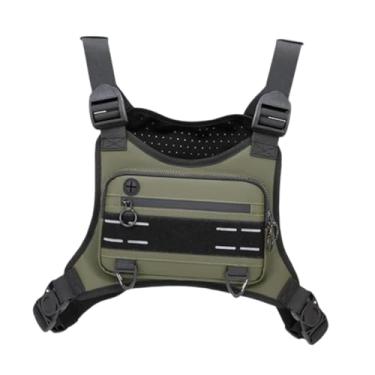 Imagem de KiBcsLic Bolsa de peito para atividades ao ar livre, neoprene, à prova d'água, alça ajustável, colete refletivo, bolsa utilitária para corrida, esportes, Verde