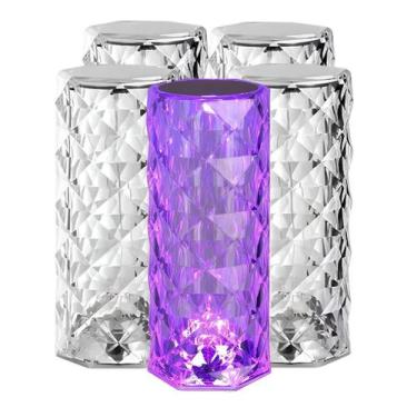 Imagem de Kit 5 Luminária Mesa Cristal LED 16 Cores Luz Projetor Controle Remoto