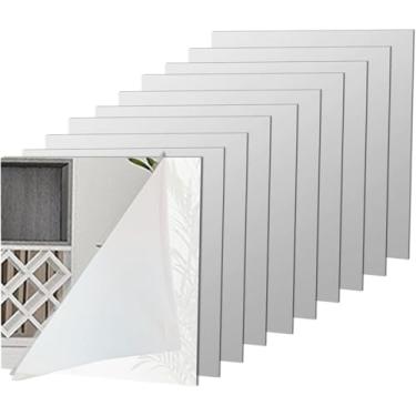 Imagem de Telhas De Espelho De Parede De Acrílico Full Legth, Espelho De Segurança De Parede De 2 Mm De Espessura Folhas De Espelho Autoadesivo Para Quarto Academia Em Casa, 8x12 Inches
