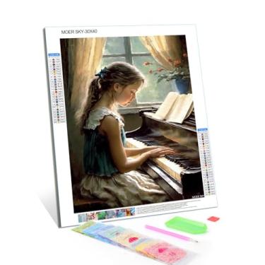 Imagem de MOER SKY Kits de pintura de diamante para tocar piano 5D, para adultos, para decoração de parede, sala de estar, presentes (30 x 40 cm)