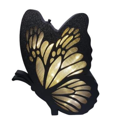 Imagem de Luminária Infantil Borboleta LED – Abajur Decorativo para Quarto de Menina, Luz Noturna Criativa para Decoração, Iluminação Suave para Dormir e Presentear (Preto)