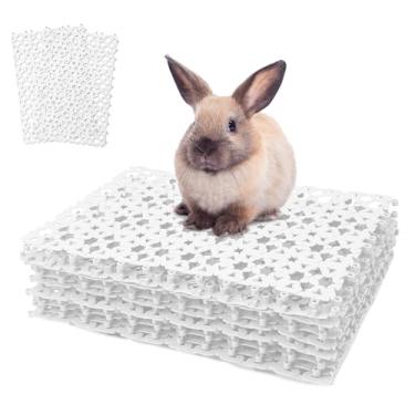 Imagem de kathson 8 peças tapete de gaiola de plástico para pés de coelho tapetes de água com vazamento de coelho para hamster, rato, chinchila, porquinho-da-índia e outros animais pequenos (branco)