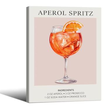 Imagem de Pôster moderno laranja Aperol Spritz arte de parede retrô coquetel elegante minimalista 30,5 x 40,6 cm impressões estéticas emolduradas para sala de estar, dormitório, bar, carrinho de decoração de