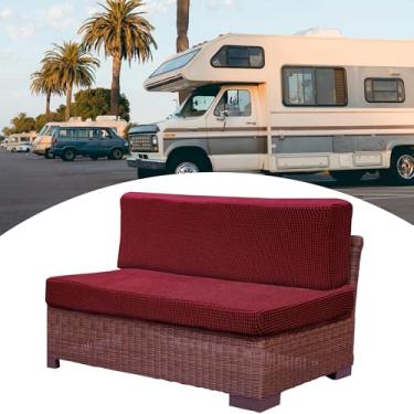 Imagem de VekAuto Capa de almofada de acampamento antiderrapante para assento de sofá de trailer para banco de sofá de acampamento, poliéster, vinho, 1 conjunto
