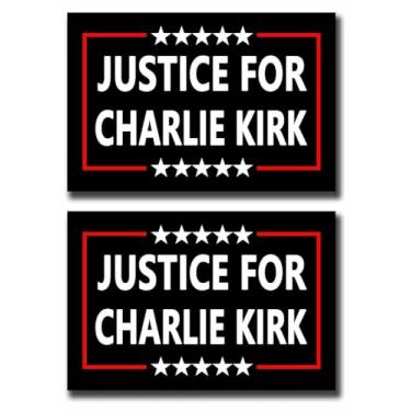 Imagem de Pacote com 2 ímãs de carro Justice for Charlie Kirk Turning Point USA Freedom Auto Truck Fridge Magnetic Decal Bumper Magnet