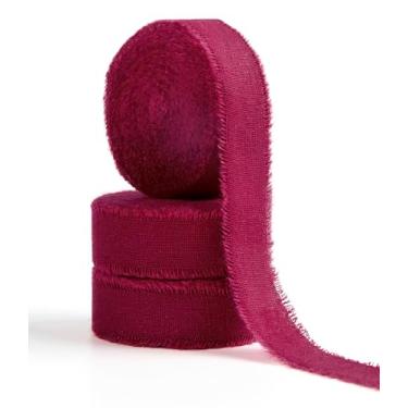 Imagem de Honeymyth Fita de algodão 1,5 cm x 21 m, fita vermelha de tecido desgastado artesanal para embrulho de presente, convites de casamento, buquês de noiva, chás de bebê, decoração de férias e faça você