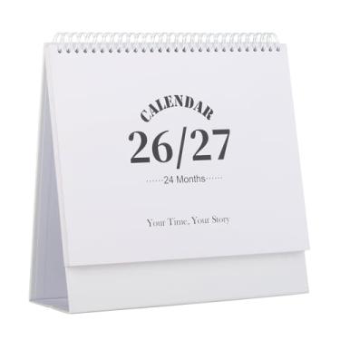 Imagem de Calendário de mesa 2026-2027, calendário de 2 anos de janeiro de 2026 a dezembro de 2027, agenda mensal de mesa com adesivos para casa, escritório, organização escolar (branco-branco, 25 x 24,4 cm)