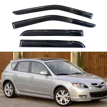Imagem de KPY Protetor de chuva compatível com Mazda 3 Hatchback 2004-2009, 4 peças viseira de janela lateral defletores de ventilação fita adesiva estilo Mugen, 2004 2005 2006 2007 2008 2009