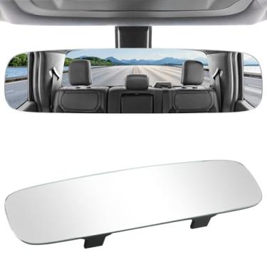 Imagem de LivTee Espelho retrovisor panorâmico 11,81" (300 mm), espelho retrovisor interno sem moldura curva convexa grande angular para eliminar o ponto cego de carros, SUVs, caminhões