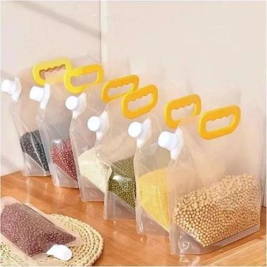 Imagem de 5 Sacos Armazenador Cereais Grãos Leite Pó Whey Tampa 1,5L - Yeet