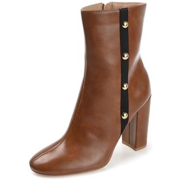 Imagem de Journee Collection Womens Gaibriel Round Toe Block Heel High Ankle Booties Cognac 11 Medium WOMENS US