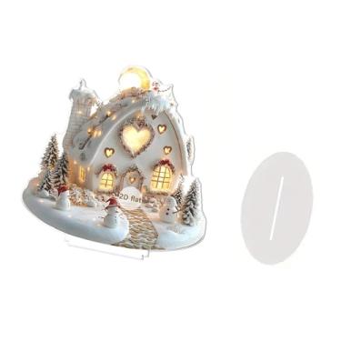 Imagem de MotiveTech Ornamento de acrílico 2D para decoração de casa com base, arte colecionável, praga de Natal para estante, mesa, armário, mesa, peça central, Comprimento 19.7 Cm