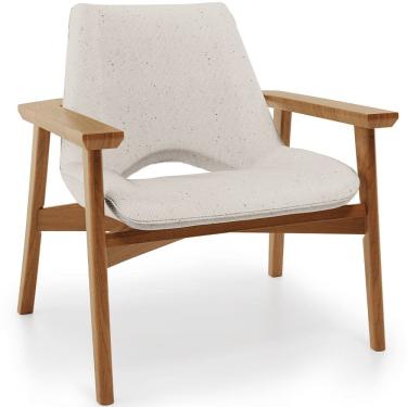 Imagem de Poltrona Decorativa Para Sala de Estar Living Base Madeira Becker L02 Linho Cru - Lyam Decor