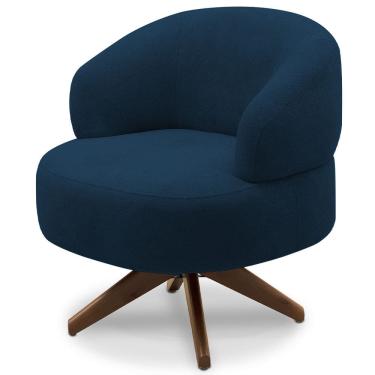 Imagem de Poltrona Decorativa Giratória Sala de Estar Living Seven F04 Veludo Azul - Lyam Decor