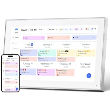 Imagem de Calendário digital inteligente de 15,6 polegadas, agenda de parede e tabela de tarefas, tela sensível ao toque IPS FHD 1920 x 1080 tela interativa para horários familiares, simplifica a organização