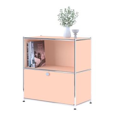 Imagem de Simplink Mesa lateral dobrável de 82,5 cm e armário de buffet com rodas removíveis, amplo armazenamento, estante de canto DIY, prateleira de parede, organizador de cubos, mesa de cabeceira – decoração