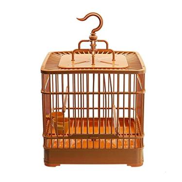 Imagem de YAYA2021-SHOP Gaiola para pássaros 23 x 23 x 32 cm, montagem com alimentador, pequeno animal de estimação, conjunto completo de plástico para casa de pássaros, sapinhos, papagaios, ninho de pássaro
