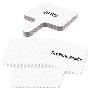 Imagem de Pacote com 20 quadros pequenos apagáveis a seco, pás de resposta dupla face, 25 x 20 cm, quadro portátil branco para sala de aula, escritório, leilão, festa, votação, reunião, família, jogos, festa