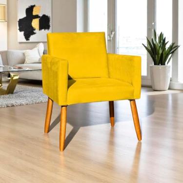 Imagem de Poltrona Decorativa Para Sala Nina Cadeira Reforçada Para Recepção Manicure Sala De Espera Escritório Consultório - (Amarelo)