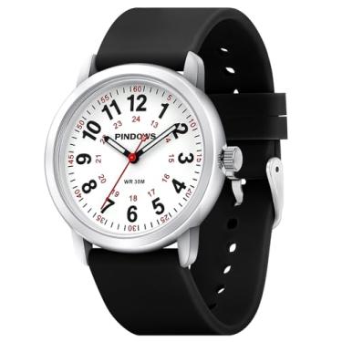 Imagem de Relógio feminino para enfermeiras profissionais, relógio feminino masculino, pulseira de silicone, mostrador luminoso, fácil leitura, resistente à água, relógio analógico de quartzo de segunda mão