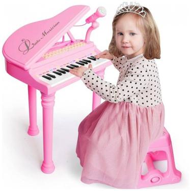Imagem de Brinquedos de piano para crianças para meninas - Piano para bebês de 31 teclas com som. Luzes. Música. Microfone