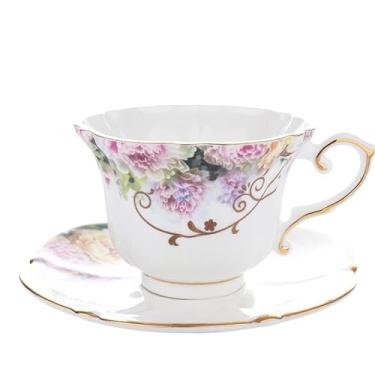 Imagem de Conjunto de chávenas de chá de cerâmica pires porcelana real vintage reutilizável conjunto de xícaras de café borda dourada chá extravagante Xicara caneca de café (cor: Estilo 7)