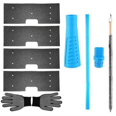 Imagem de HUAREW Pacote com 4 filtros de fiapos WH01X35719 para GE Profile Conjunto de lavadora e secadora com kit de limpeza de ventilação para secadora de roupas, escova de ventilação incluída