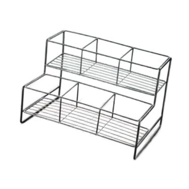 Imagem de ＫＬＫＣＭＳ Organizador de xaropes com 2 camadas e 6 garrafas, cesta de armazenamento decorativa, suporte para garrafas de, prateleira de exposição para