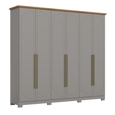 Imagem de Guarda Roupa Casal Americano 6 Portas 6 Gavetas Cinza/Nature