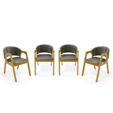 Imagem de Kit Com 4 Cadeiras Agatha Madeira Maciça Estofada Para Mesa De jantar 