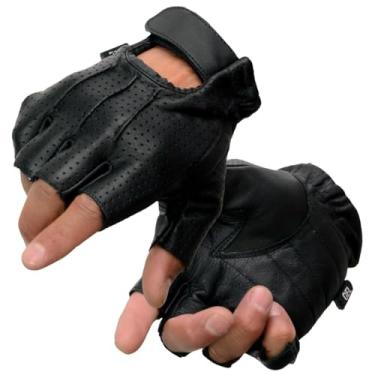 Imagem de Shaf International luva masculina perfurada de couro (preta, grande)