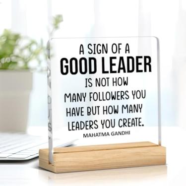 Imagem de Leader Gift for Men Women Boss Mentor Leadership Clear Office Desk Decor Placa de acrílico com suporte para decoração de prateleira de mesa
