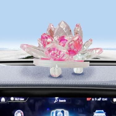 Imagem de Crystal Lotus Figurine Sculpture Centerpiece with Base Stand for Home Office Desk Shelf Decor Display