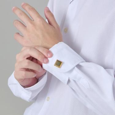 Imagem de Abotoaduras masculinas personalizadas quadradas acessório de camisa, One Size, Aço inoxidável, Sem Pedra Preciosa