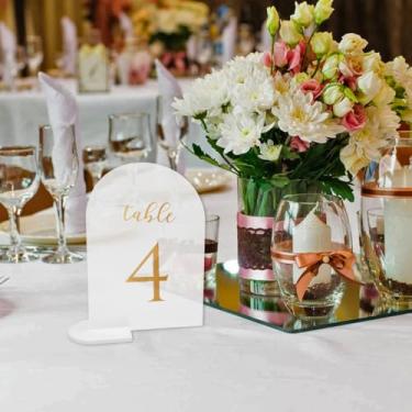 Imagem de Generic Placas de mesa de casamento 0-15, 12 x 17 cm, porta-cartões de lugar, porta-fotos para centros de mesa, recepção de casamento, festa, aniversário