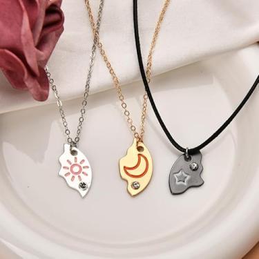 Imagem de Colares combinando, presentes para mulheres, amizade, melhor amiga, para 3 colares de sol, lua e estrelas, conjunto de 3 colares de quebra-cabeça para melhores amigas, presentes de aniversário para
