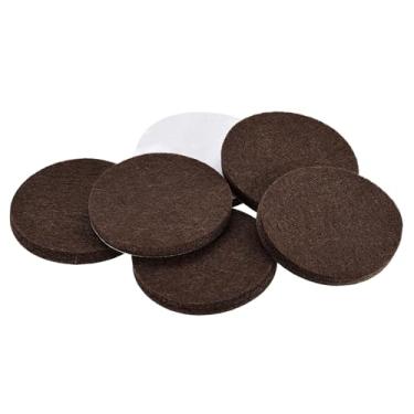 Imagem de Almofadas para móveis - Almofadas autoadesivas de feltro de 50 mm de diâmetro de 5 mm de espessura, protetores de chão de perna de cadeira, marrom, 6 peças