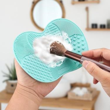 Imagem de 1 almofada de limpeza de escova, tapete texturizado de silicone para ferramentas de limpeza doméstica, pincel de maquiagem, esfregão de lavagem (verde)