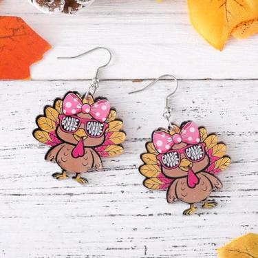Imagem de Brincos de Ação de Graças para mulheres, brincos pendentes de peru, roupas de Ação de Graças, acessórios de bijuteria, 2inch, Aço inoxidável, Sem pedra preciosa