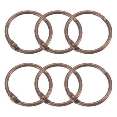 Imagem de Anéis de cortina de chuveiro, 6 peças - ganchos redondos de aço carbono, anéis de encadernação de folhas soltas de 2,5 cm para varões de cortina de chuveiro (cobre)