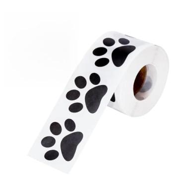 Imagem de Adesivos de pata, 500 peças de cachorrinho transparente de 2,5 cm, rolo de adesivo autoadesivo com estampa de pata de urso preto