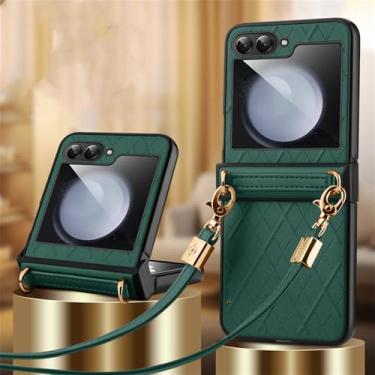 Imagem de Capa de telefone crossbody de couro PU para Samsung Galaxy Z Flip 5 Flip5 5G Capa, verde, para Galaxy Z Flip5