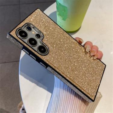 Imagem de MVVKKY Capa de celular magnética com carregamento sem fio e glitter de luxo para Samsung S24Plus, capa à prova de choque (para Samsung S24Plus/dourada)
